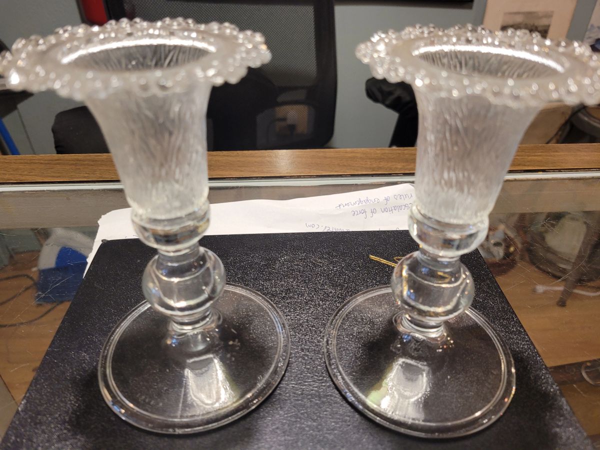 A Pair of Beautiful Cut Glass Candle Stick Holders